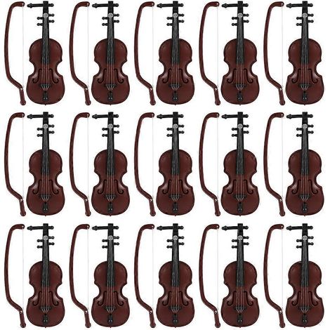 15 ensembles de mini violons de Noël, modèles de violons décoratifs pour bureau-8.5X3CM-Red (1/3)