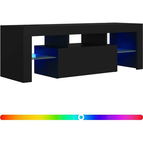 Meuble TV avec lumières LED, Étagère TV, Meuble de Salon, Noir 120x35x40 cm OIB4162E (1/5)