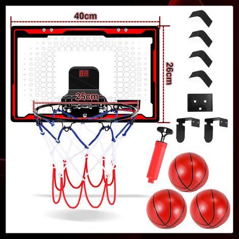 SWANEW Canestro da interno tabellone da basket sospeso con palline, per bambini con tabellone elettronico e suono (1/4)