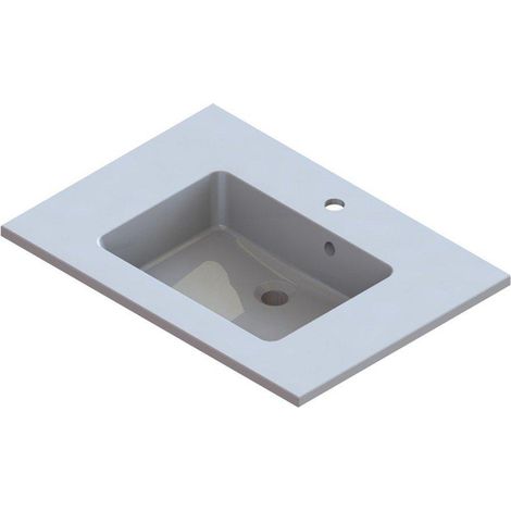 Nemo Start Taz lavabo-plan pour meuble en marbre minéral 700x500 mm blanc avec trop-plein profondeur de cuve 111 cm trou de robinetterie D35 mm