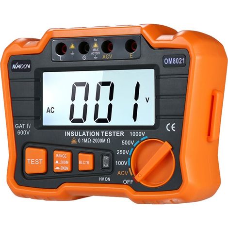 RHG Isolationswiderstandsmessgerät DCV/ACV 1000V Megohmmeter mit Erdung und hintergrundbeleuchtetem LCD-Display (1/5)