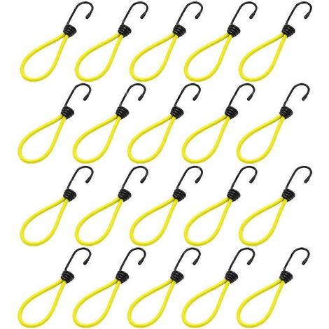 Corde élastique de tente de camping avec boucle de fixation, crochet pour corde élastique, accessoires pour auvent de camping, corde de traction jaune (1/5)