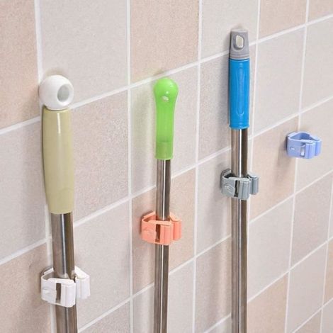 Accroche Balai Mural Adhesif 8 Pcs Broom Holder Wall Mount Support de Balai Mural Porte Balais Mural Autocollant Porte Balais[1092] (1/4)