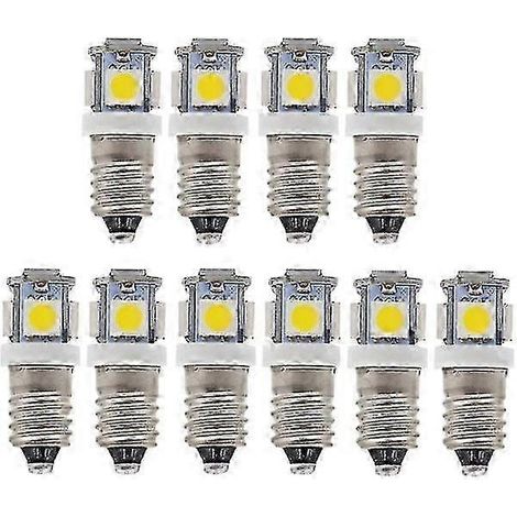 dix ampoules LED E10 6V 5 SMD 0,5W 50lm - Blanc froid (1/5)