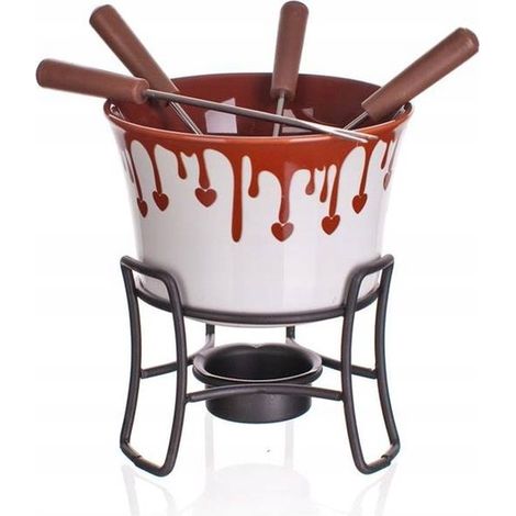 Schokoladenfondue mit Gabeln, Schokoladen-Dunkel 6 EL Fonduewärmer
