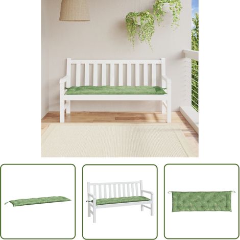 The Living Store Gartenbank-Auflage Blattmuster 150x50x7 cm Oxford-Gewebe - Gartenbankauflage - Outdoorkissen - Gartendekoration - Sitzkissen - Wetterfest (1/5)