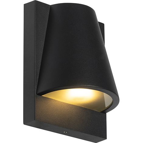 QAZQA Industrial Aplique de exterior inteligente negro IP44 con WiFi GU10 - Femke Aluminio /Vidrio Redonda Adecuado para LED Max. 1 x 7 Watt