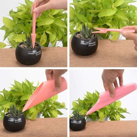 16-teiliges Set Sukkulenten-Umpflanzwerkzeug, Mini-Gartenwerkzeugset, Garten-Set, Umpflanzwerkzeuge für die Zimmerpflanzenpflege (rosa) (1/5)