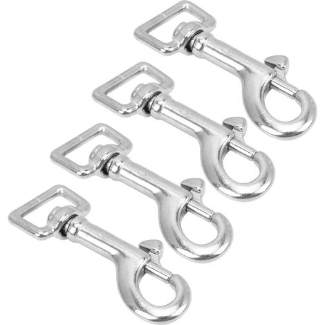 Lot de 4 mousquetons à anneau carré, boucle simple tête en acier inoxydable pour animaux de compagnie, pour portefeuille ou sac à dos, 59 mm/2,3 pouces, 30 kg/66,1 lb (1/5)