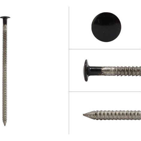 Pointes à tête bombée inox noir pour bardage avec pointe annelée