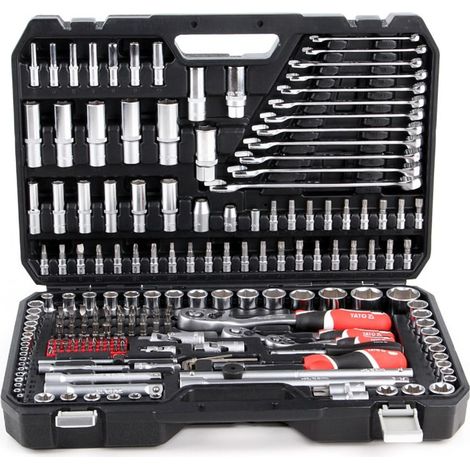 Yato Werkzeugkoffer Set 216tlg Ratschen Steckschlüssel 1/4" 1/2" 3/8" Langnüsse (1/8)