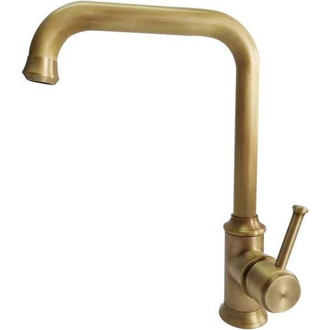 Robinet d'évier rétro cuisine, mitigeur lavabo orientable 360°, monocommande, robinetterie salle de bain, finition vintage (1/5)