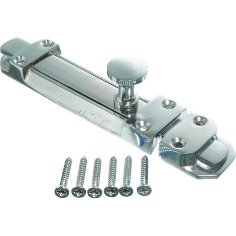 Lot de 2 boulons de sécurité pour porte en laiton chromé 150 mm + vis (1/2)