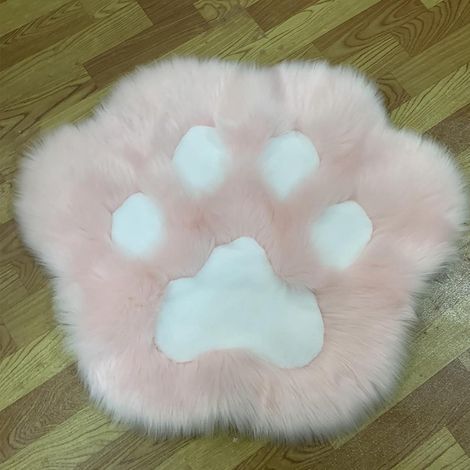 Tapis moelleux à poils longs pour salon ou chambre à coucher - Motif pattes de chat,Rose (1/5)