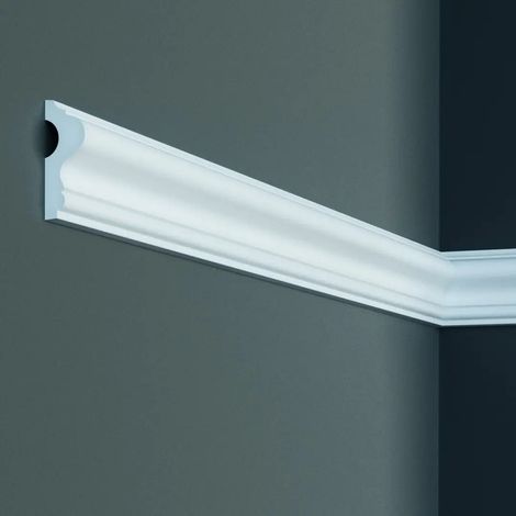 PROVISTON Stuckleiste Polyurethan 26 x 62 x 2000 mm Weiß Wandleiste