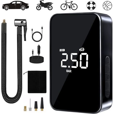 Lauwexe – Compresseur à air portable 6000mAh – Gonfleur électrique 150PSI – Affichage numérique LED – Alimentation USB-C – Idéal pour pneus de voiture, moto, vélo