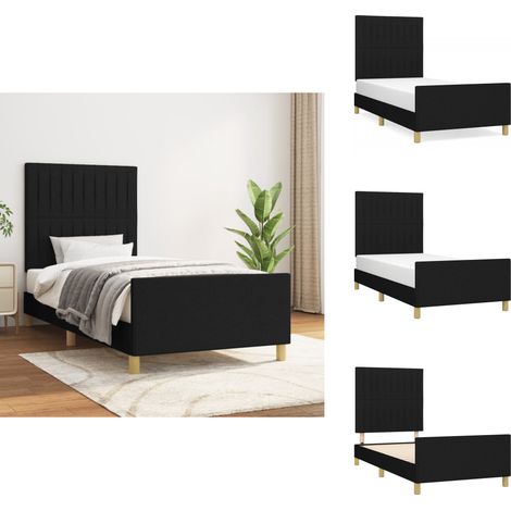 Cadre de lit sans matelas noir 100x200 cm tissu - Cadre De Lit - Lit Double - Literie - Meuble Chambre - Têted'oreiller (1/5)
