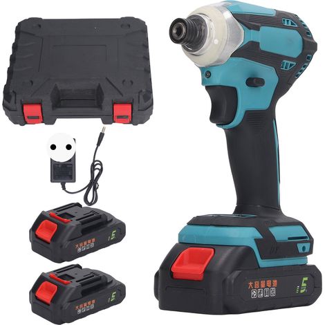 Perceuse à percussion sans fil 21V moteur sans balais clé à chocs rechargeable visseuse électrique prise UE 100‑240V (1/5)