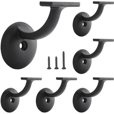 Support de main courante, robuste, pour escaliers de maison ou de bureau, noir mat, lot de 6 (1/5)