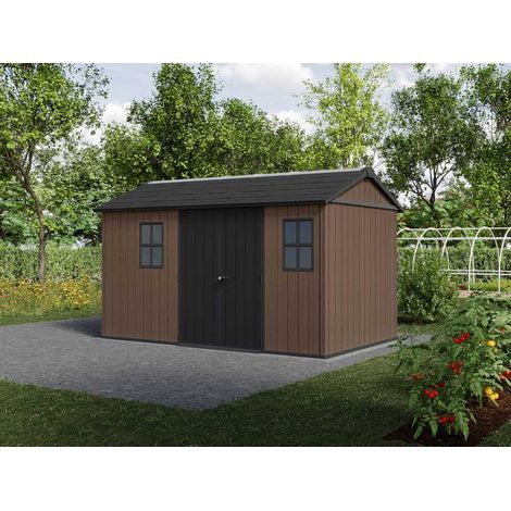CASETA COBERTIZO RESINA JARDIN NEWTON 7513 KETER CON PUERTA LATERAL