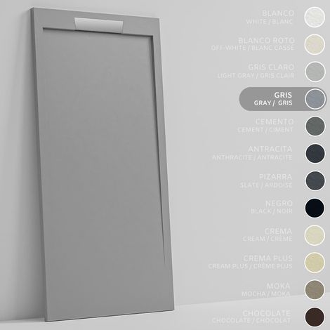 SOULBATH Receveur de Douche - Résine - Gel Coat - Texture Lisse/Pierre - GRIS - Antidérapant- 130x80 Extra plat 3cm- Conception Élégante (1/5)