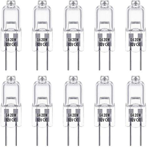 Ampoules halogènes G4, 12 V, 20 W, culot à broches, blanc chaud 2 800 K, dimmables, halogènes basse tension G4 (1/4)