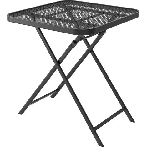 Table de jardin pliante avec découpes pliable noire pour salon pour jardin balcon résistante intempéries, carrée découpes, (1/5)