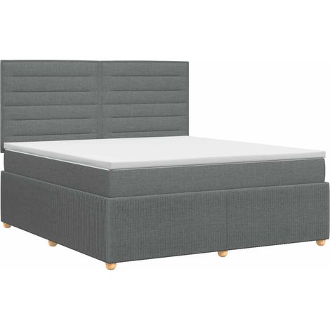 Maison Exclusive - Letto box spring con materasso Grigio Scuro 160 x 200 cm (1/5)