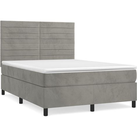 Maison Exclusive - Cama box spring con colchón terciopelo gris cl (1/5)
