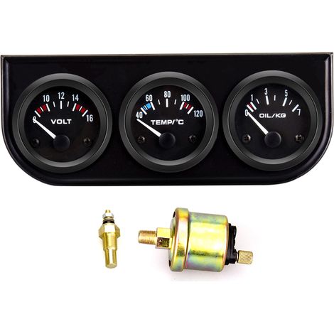 3-Instrumentensatz, 2 Zoll (52 mm): Spannung, Wassertemperatur, Öldruck für 12-V-Fahrzeuge