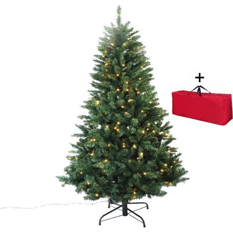 Albero di Natale Folto Verde con Luci Led Effetto Realistico 180 cm con Borsa (1/4)