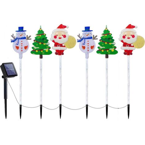 Guirlande Lumineuse Solaire - Figurines Animées Noël - Homme De Neige Renne Arbre - Étanche Extérieur - 6 Pièces (1/5)