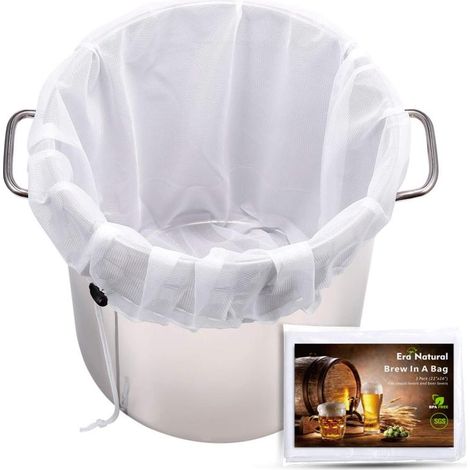 Juego de 3 bolsas reutilizables XL para elaboración de cerveza (66 x 56 cm) con tamiz fino para elaborar cerveza casera con lúpulo, grano y fruta. (1/5)