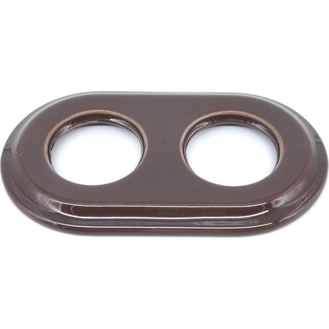 Cadre double encastré en porcelaine marron