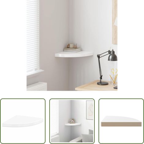 Étagère d'angle - Étagère d'angle flottante blanc brillant 35x35x3,8 cm MDF (1/5)