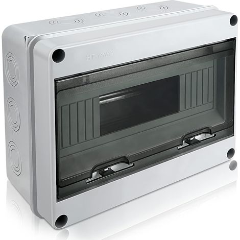 Boîte de distribution en saillie IP65-1 rangée (modules C-12) Pour montage en saillie - Avec bornes en laiton - Pour jardin ou extérieur - Villas - Colonnes de charge (1/5)