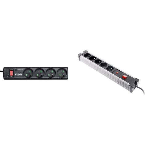 Multiprise Parafoudre Protection Strip 4 FR PS4F 4 Prises FR Noir Bloc parafoudre 5X 16A avec Interrupteur Noir (1/5)