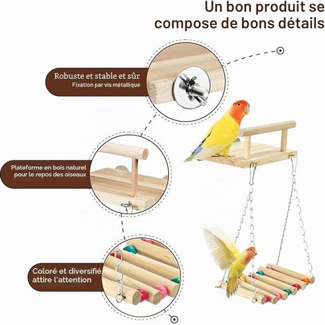 Bird Perches Wooden Tray Swing Chew Wheel Natural Wood Tray Chew Big Wheel Swing, Budgies, Cockatiels, Hummingbirds, Small Medium Birds (1/4)