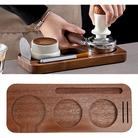 Soporte de preprensa de madera de nogal para portafiltros de 51 mm: estación de compactación de café y organizador. (1/5)