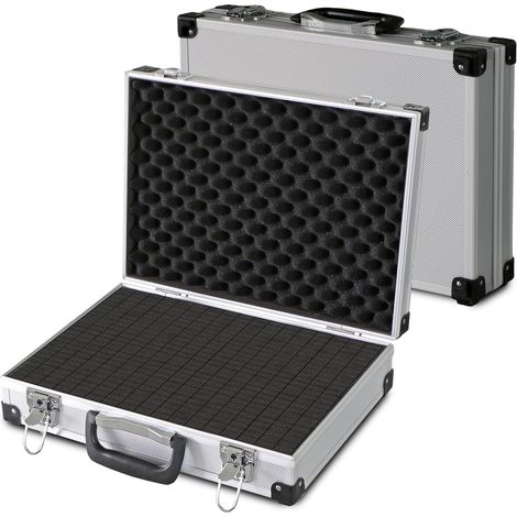 Mallette Universelle pour Instruments de Mesure, Mallette Robuste en Aluminium, Compartiment à Outils, Cube en Mousse, Rembourrage en Mousse, XL - 390 x 280 x 100 mm (1/5)
