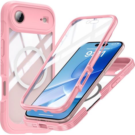 Funda para iPhone Air, resistente a los golpes, con cristal, para MagSafe, rosa. (1/5)