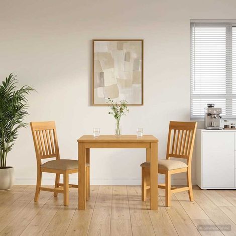 vidaXL Ensemble de salle à manger 3 pc Beige Bois de chêne massif (1/5)