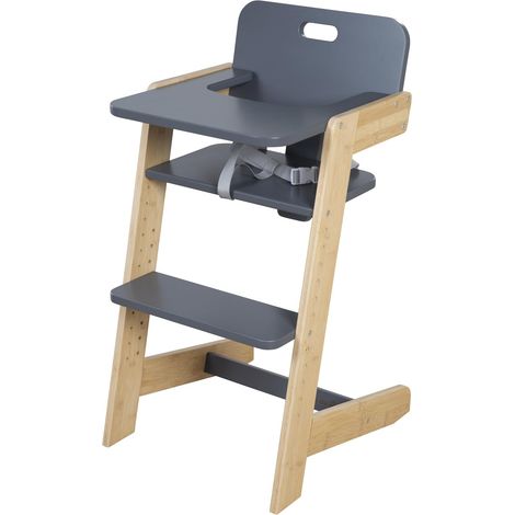 roba Seggiolone per Bambini Nature Up - Seggiolone in Legno di Bambù - Regolabile con Vassoio Rimovibile - Cintura a 3 Punti - Fino a 75 kg - Naturale/Antracite (1/5)