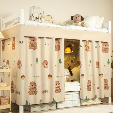 Rideaux De Lit Individuel pour La Vie Privée Cadre De Lit De Dortoir Auvent Occultant pour Ados Lavable en Machine À Nouer Sans Perçage Entièrement Entouré Imprimés (1/5)