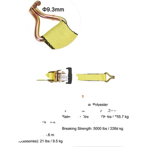 Sangle de Cargo, Polyester Durable, Boucles Métalliques Robustes, 2 x 15 pouces (1/2)