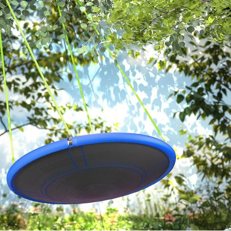 Balançoire nid 110 cm en acier bleu, facile à monter, pour jardin et intérieur FloraGrace (1/5)