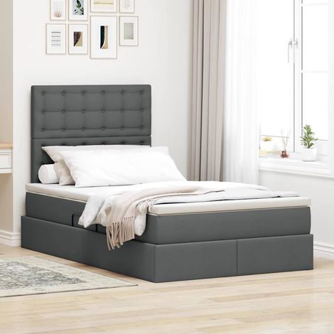 Bett mit Stauraum und LED Dunkelgrau 120 x 190 cm Polyester
