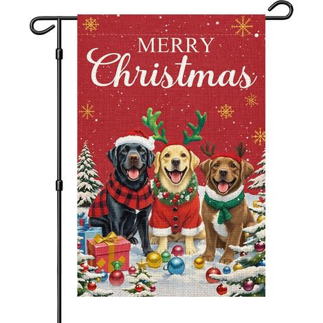 Bannière décorative pour vêtements - 30 x 45 cm (polyester double face) - CR-3 - Motif chat, sapin et neige - Noël 2025
