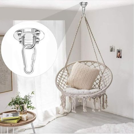 Crochet de plafond en acier inoxydable, supportant jusqu'à 400 kg, idéal pour la fixation au plafond de sacs de frappe ou de sièges suspendus. (1/4)