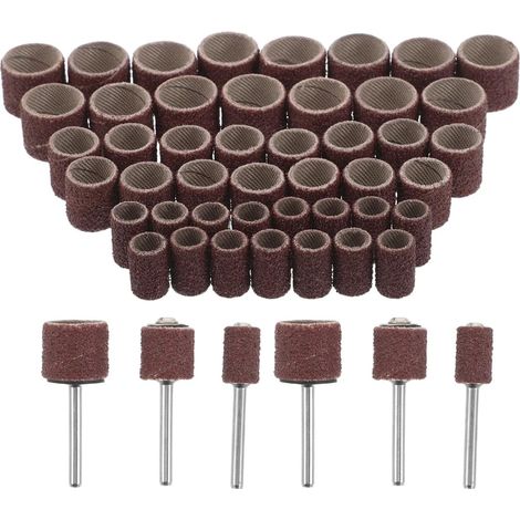 Kit de ponçage de 51 pièces pour perceuse, comprenant des bandes et des tambours de ponçage. (1/5)
